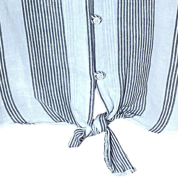 EDDIE BAUER Ladies Linen Blend Striped Boho Tie Blouse ~ 2XL - Picture 5 of 5